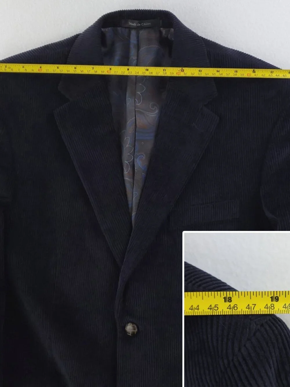 Lauren Ralph Lauren Corduroy Sport Coat Blazer Jacket 2 Button Navy Blue Men 40R